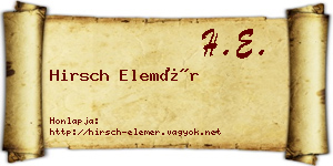 Hirsch Elemér névjegykártya